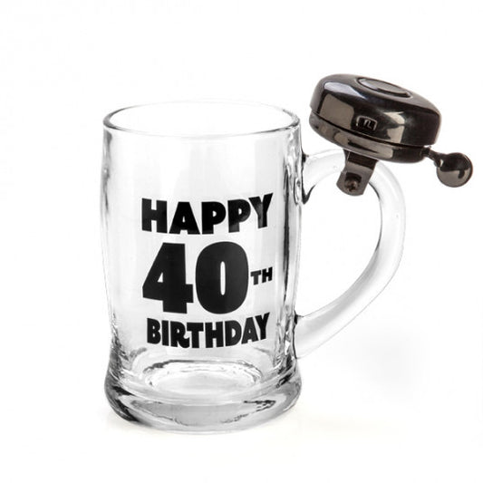 HAPPY 40TH BIRTHDAY BELL GLASS BEER MUG