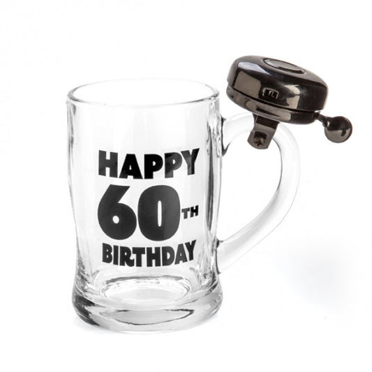 HAPPY 60TH BIRTHDAY BELL GLASS BEER MUG