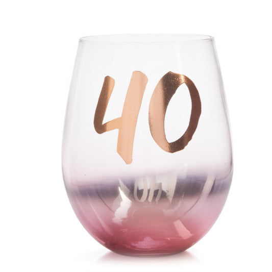 40TH BIRTHDAY TALLULAH BLUSH STEMLESS GLASS