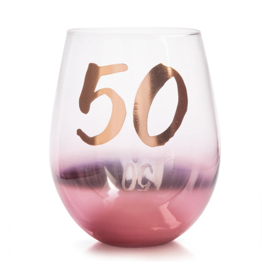 50TH BIRTHDAY TALLULAH BLUSH STEMLESS GLASS