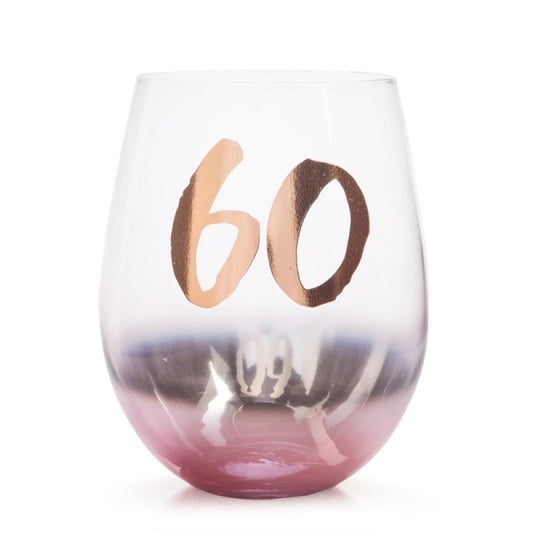 60TH BIRTHDAY TALLULAH BLUSH STEMLESS GLASS