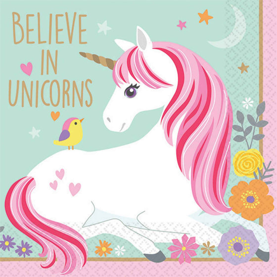 MAGICAL UNICORN BEVERAGE NAPKINS - PACK OF 16