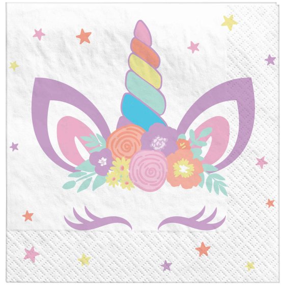 UNICORN PARTY BEVERAGE NAPKINS - PACK OF 16