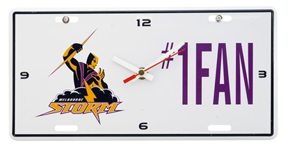 NRL MELBOURNE STORM LICENSE PLATE CLOCK - NUMBER #1 FAN