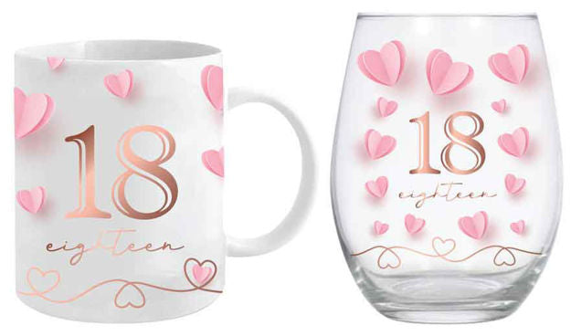 18TH BIRTHDAY MUG AND STEMLESS GLASS GIFT SET