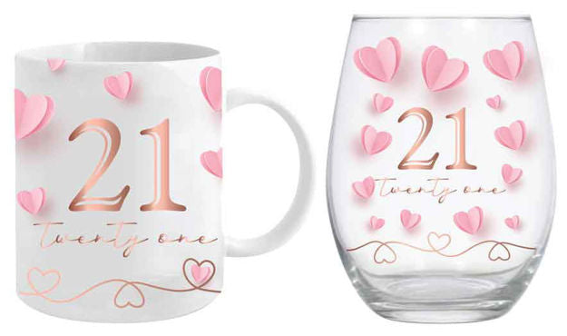 21ST BIRTHDAY MUG AND STEMLESS GLASS GIFT SET