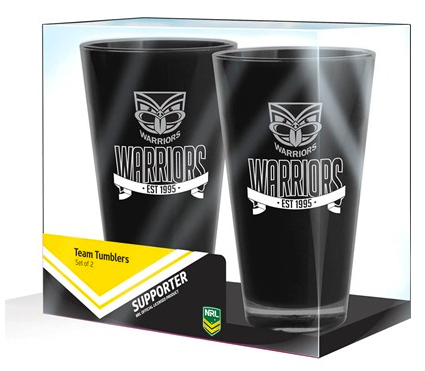 NRL NEW ZEALAND WARRIORS ACRYLIC CUP SET - PACK OF 2