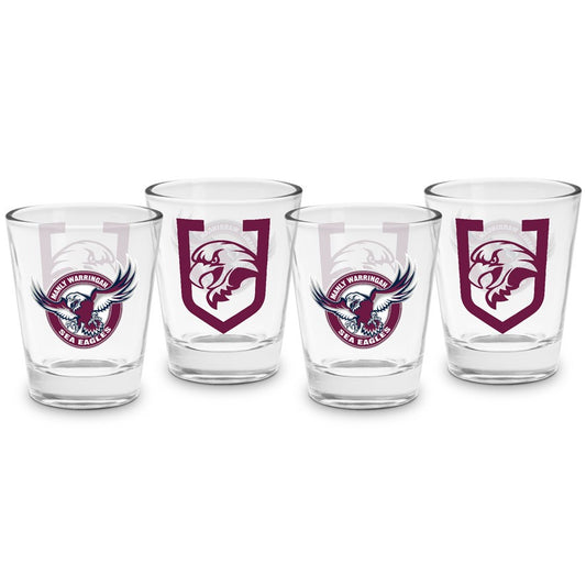 NRL MANLY SEA EAGLES SHOT GLASSES - PACK OF 4