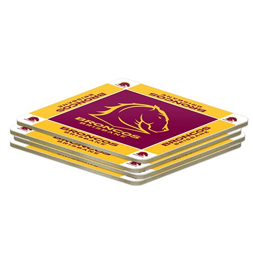 NRL BRISBANE BRONCOS COASTER SET - PACK OF 4