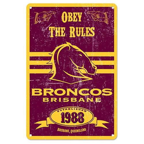 NRL BRISBANE BRONCOS RETRO METAL SIGN