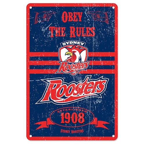 NRL SYDNEY ROOSTERS RETRO METAL SIGN