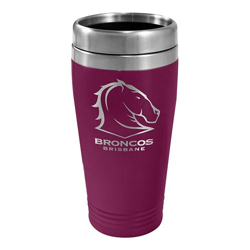 NRL BRISBANE BRONCOS STAINLESS STEEL TRAVEL MUG