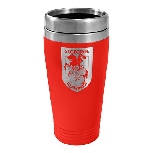 NRL ST GEORGE ILLAWARRA DRAGONS STAINLESS STEEL TRAVEL MUG