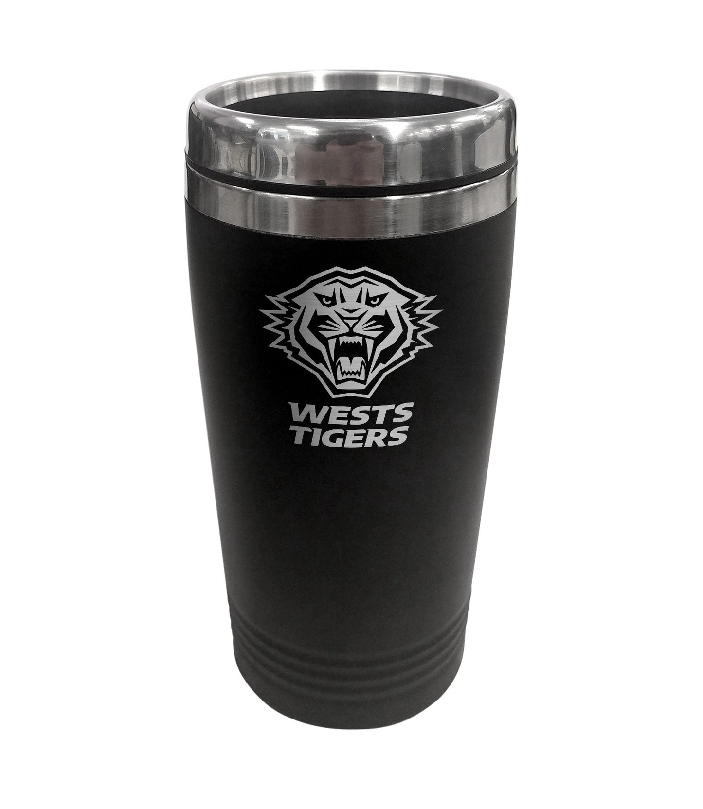 NRL WESTS TIGERS STAINLESS STEEL TRAVEL MUG