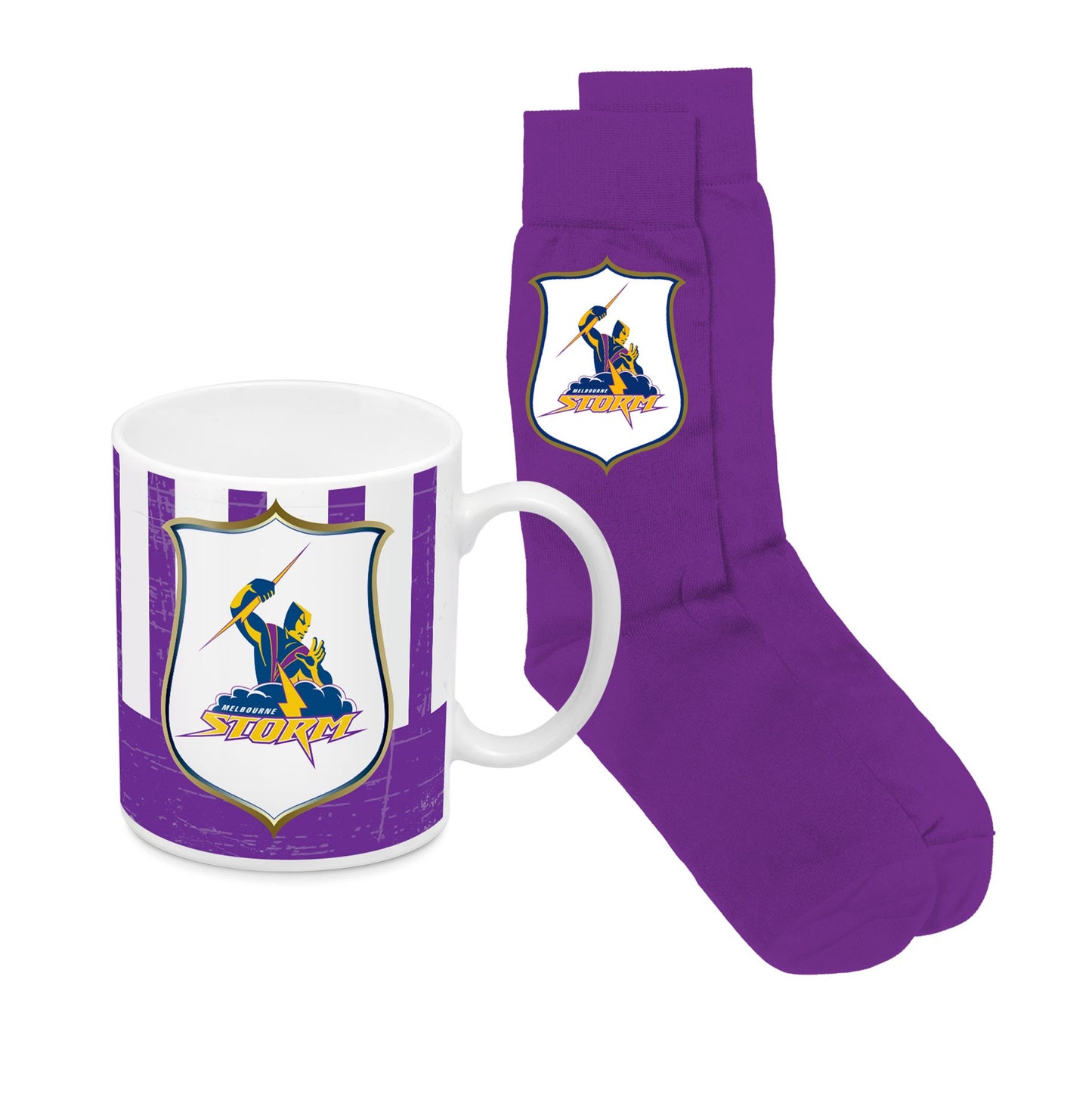 NRL MELBOURNE STORM HERITAGE MUG & SOCK GIFT PACK