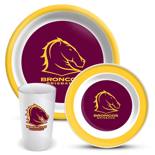 NRL 3 PIECE MELAMINE DINNER SET - BRISBANE BRONCOS