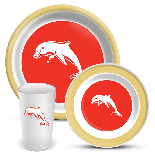 NRL 3 PIECE MELAMINE DINNER SET - REDCLIFFE DOLPHINS