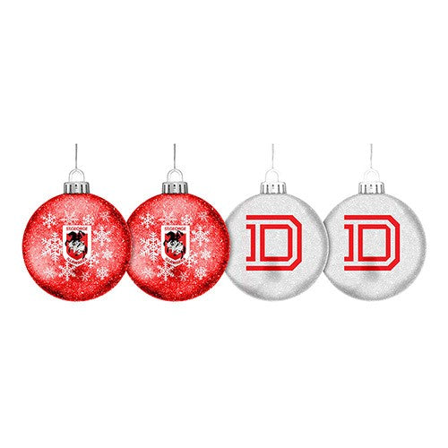 NRL ST GEORGE ILLAWARRA DRAGONS XMAS GLITTER BAUBLES - SET OF 4