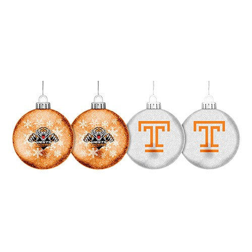 NRL WESTS TIGERS XMAS GLITTER BAUBLES - SET OF 4