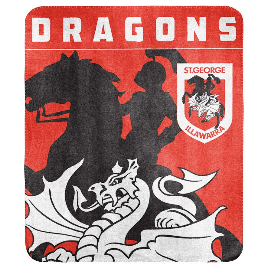 NRL ST GEORGE ILLAWARRA DRAGONS POLAR FLEECE BLANKET