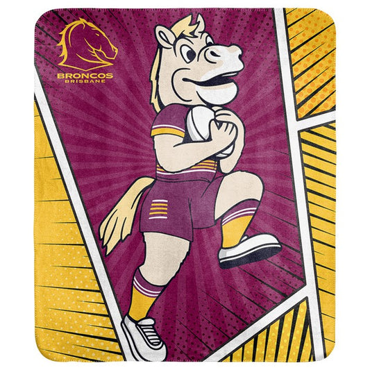 NRL BRISBANE BRONCOS CORAL FLEECE RUG