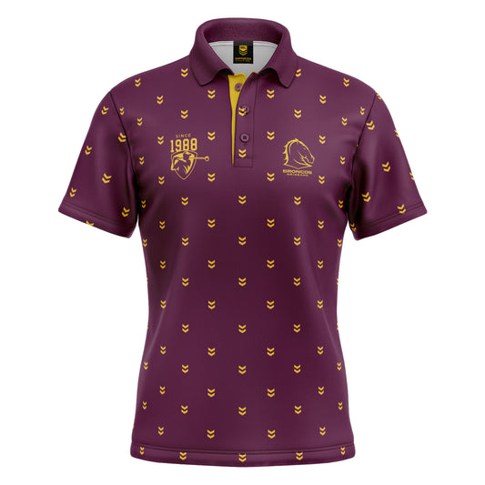 NRL MULLIGAN GOLF POLO SHIRT - BRISBANE BRONCOS