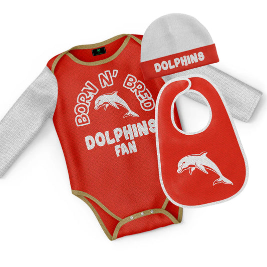 NRL INFANT BORN & BRED 3PC GIFT SET - REDCLIFFE DOLPHINS