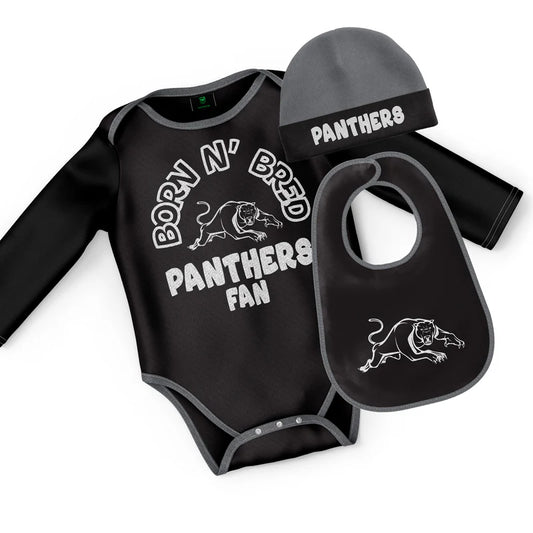 NRL INFANT BORN & BRED 3PC GIFT SET - PENRITH PANTHERS