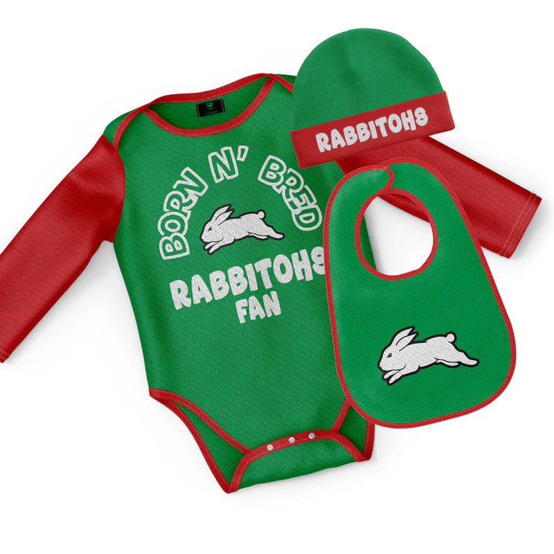 NRL INFANT BORN & BRED 3PC GIFT SET - SOUTH SYDNEY RABBITOHS