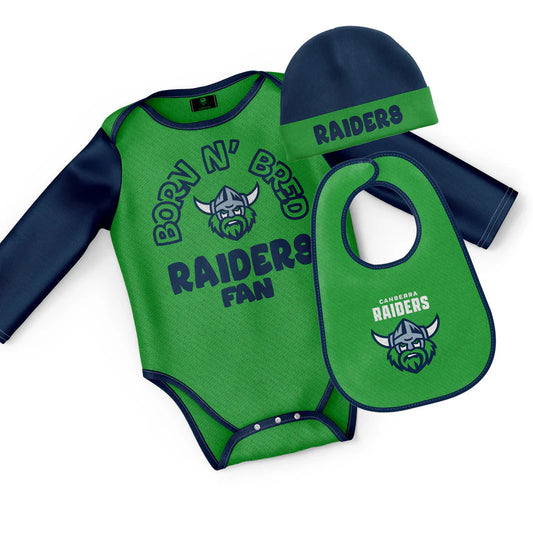 NRL INFANT BORN & BRED 3PC GIFT SET - CANBERRA RAIDERS