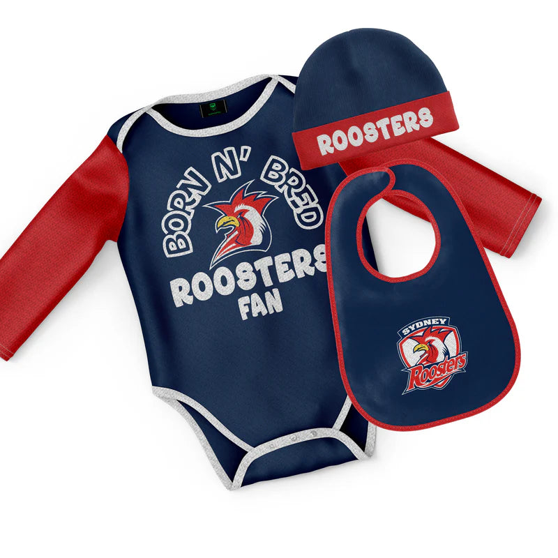 NRL INFANT BORN & BRED 3PC GIFT SET - SYDNEY ROOSTERS