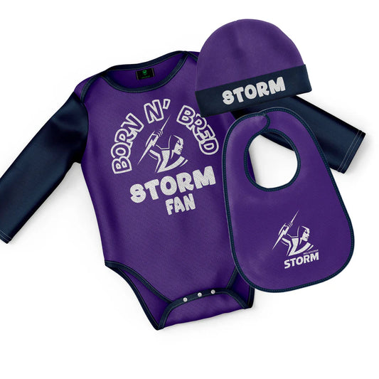 NRL INFANT BORN & BRED 3PC GIFT SET - MELBOURNE STORM