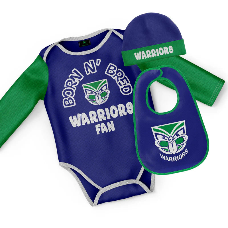 NRL INFANT BORN & BRED 3PC GIFT SET - NEW ZEALAND WARRIORS