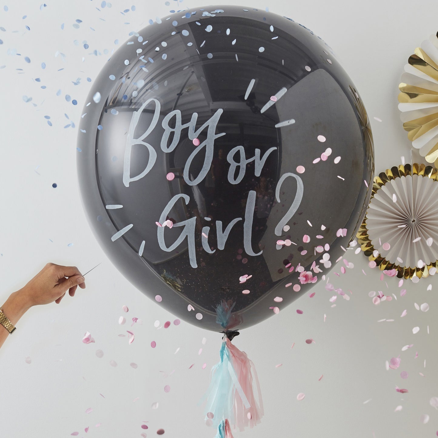 GENDER REVEAL CONFETTI LATEX BALLOON KIT - BOY OR GIRL