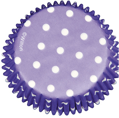 PURPLE & WHITE POLKA DOTS CUPCAKE BAKING CUPS - PACK OF 75