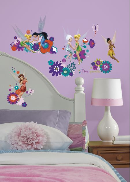 ROOMMATES DISNEY FAIRIES TINKERBELL REMOVABLE WALL STICKERS - 18 STICKERS