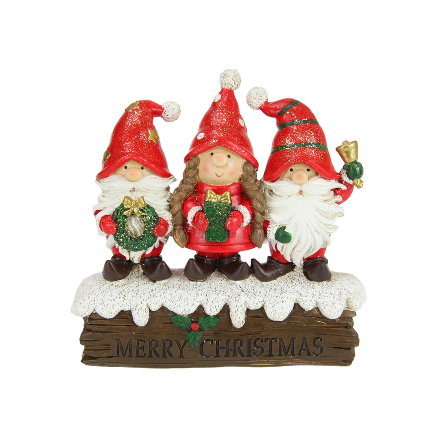 SANTA GNOMES ON A LOG CHRISTMAS ORNAMENT