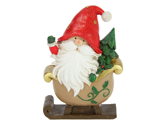 SANTA CLAUS IN CHRISTMAS SLED ORNAMENT - 13CM