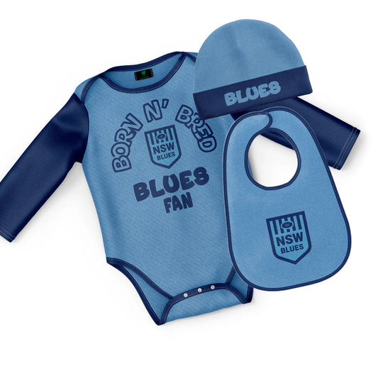 NRL INFANT BORN & BRED 3PC GIFT SET - NSW STATE OF ORIGIN