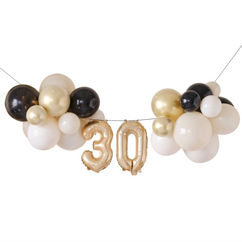 GINGER RAY CHAMPAGNE NOIR MILESTONE BALLOON BUNTING - 30TH BIRTHDAY