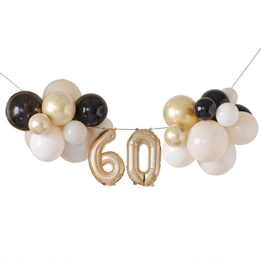 GINGER RAY CHAMPAGNE NOIR MILESTONE BALLOON BUNTING - 60TH BIRTHDAY