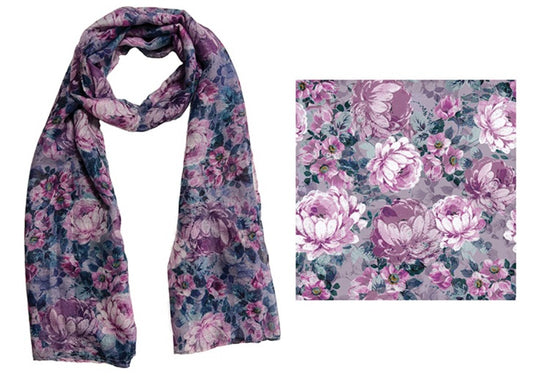 FRANKIE & ME DESIGNER POLYESTER SCARF - MIDNIGHT FLORAL PRINT