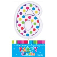 POLKA DOT NUMBER 6 CANDLE