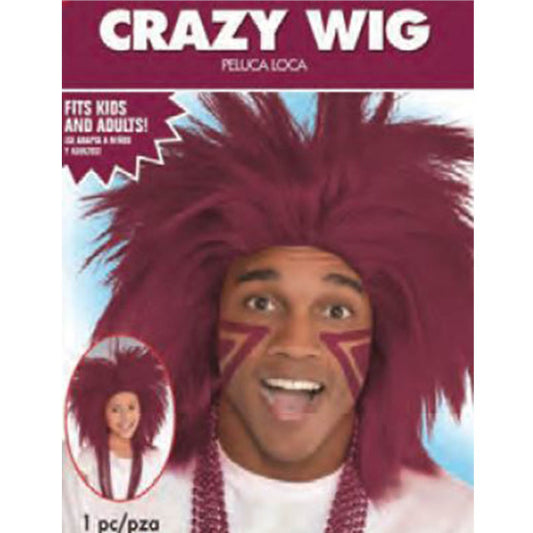 ADULT/CHILD CRAZY WIG - BURGUNDY