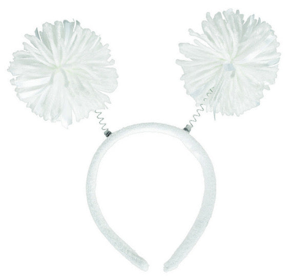 HEAD BOPPER TIARA POM POM - WHITE