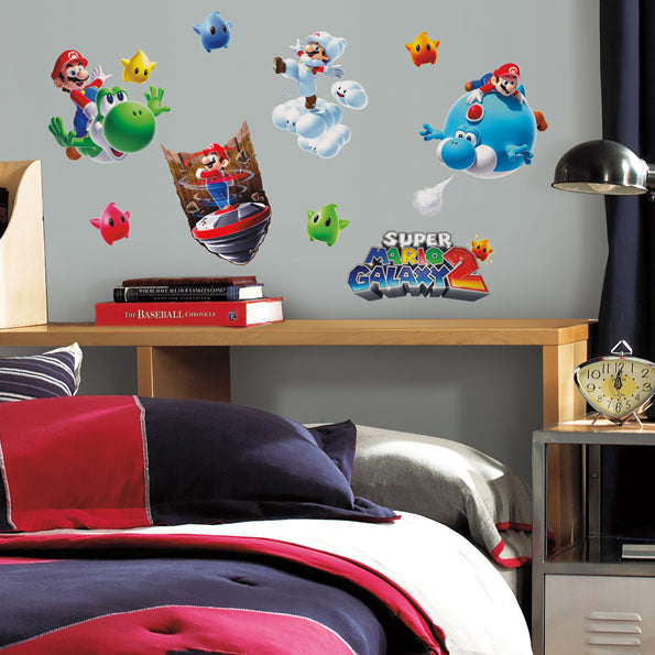 ROOMMATES SUPER MARIO BROS GALAXY 2 REMOVABLE WALL STICKERS - 32 STICKERS