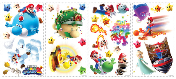 ROOMMATES SUPER MARIO BROS GALAXY 2 REMOVABLE WALL STICKERS - 32 STICKERS