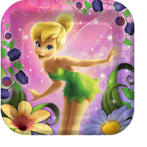 DISNEY FAIRIES TINKERBELL TINK'S SWEET TREATS SQUARE PAPER PLATES 17.78CM - PACK OF 8