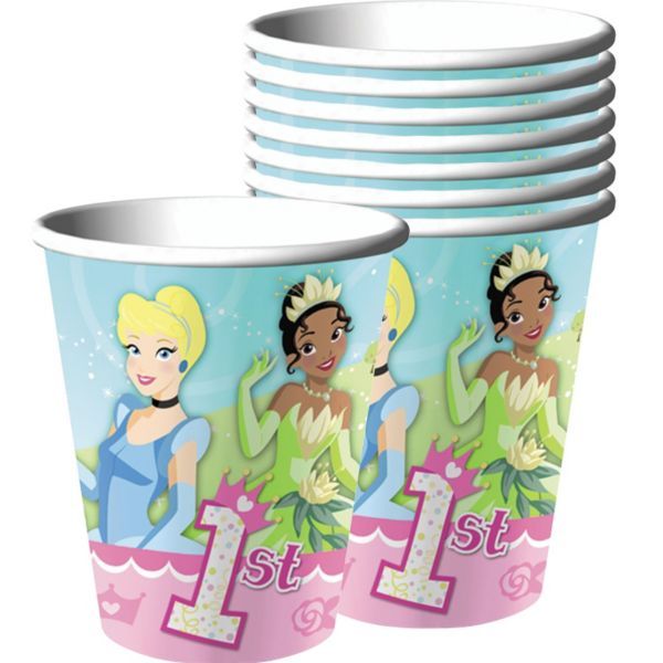 DISNEY PRINCESS BABY'S 1ST BIRTHDAY 266ML PAPER CUPS - PACK OF 8