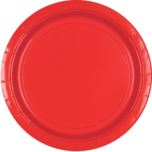 APPLE RED PAPER PLATES 17.7CM ROUND - PACK OF 20